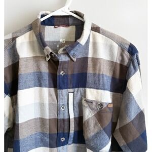 AG Gear Harvester Flannel Long Sleeve Button Farmer Blue Shirt Mens Medium
